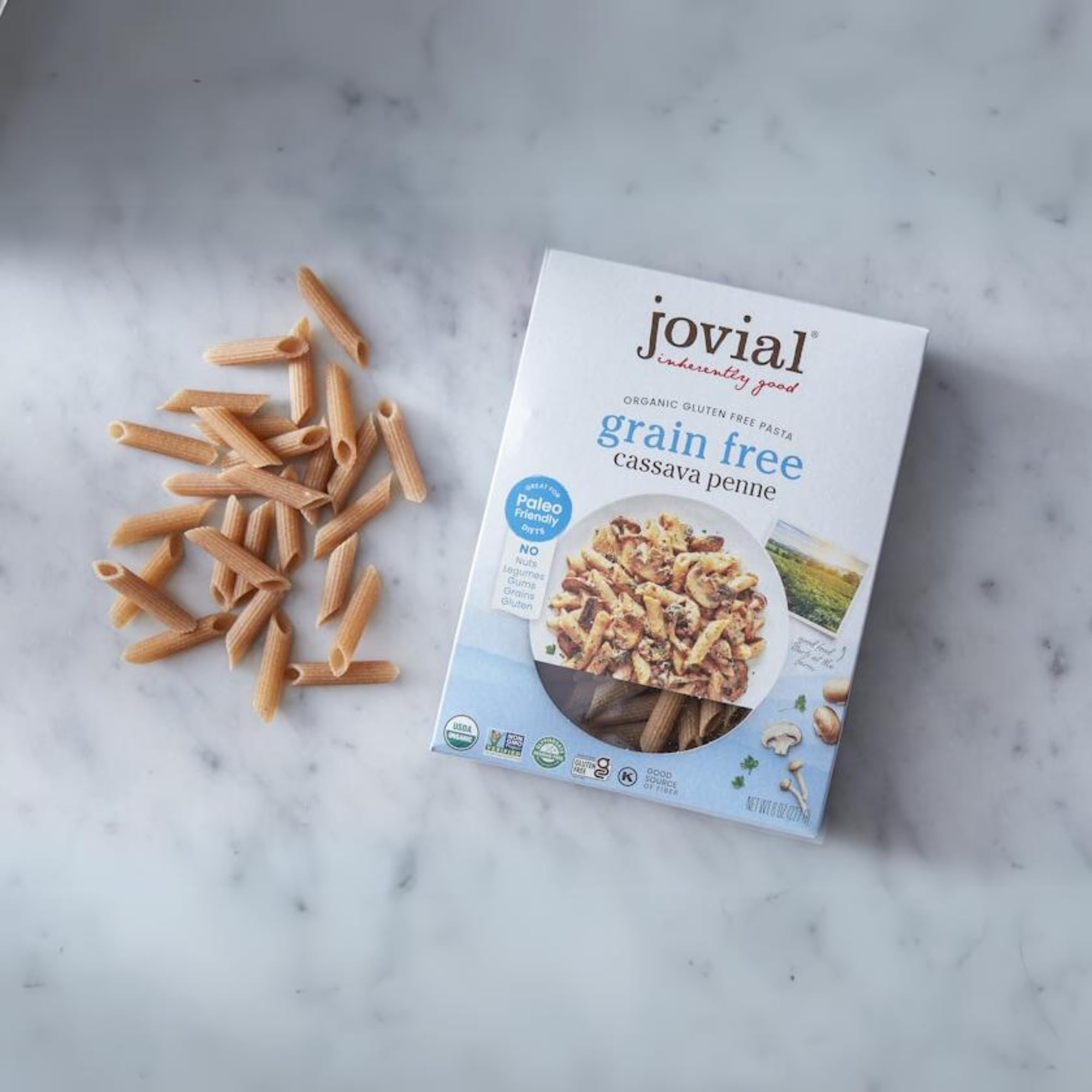 Jovial Grain-Free Cassava Penne Rigate - Penne Pasta Noodles, Cassava Pasta, Penne Pasta Organic, Paleo Pasta, Certified Gluten-Free, USDA Certified