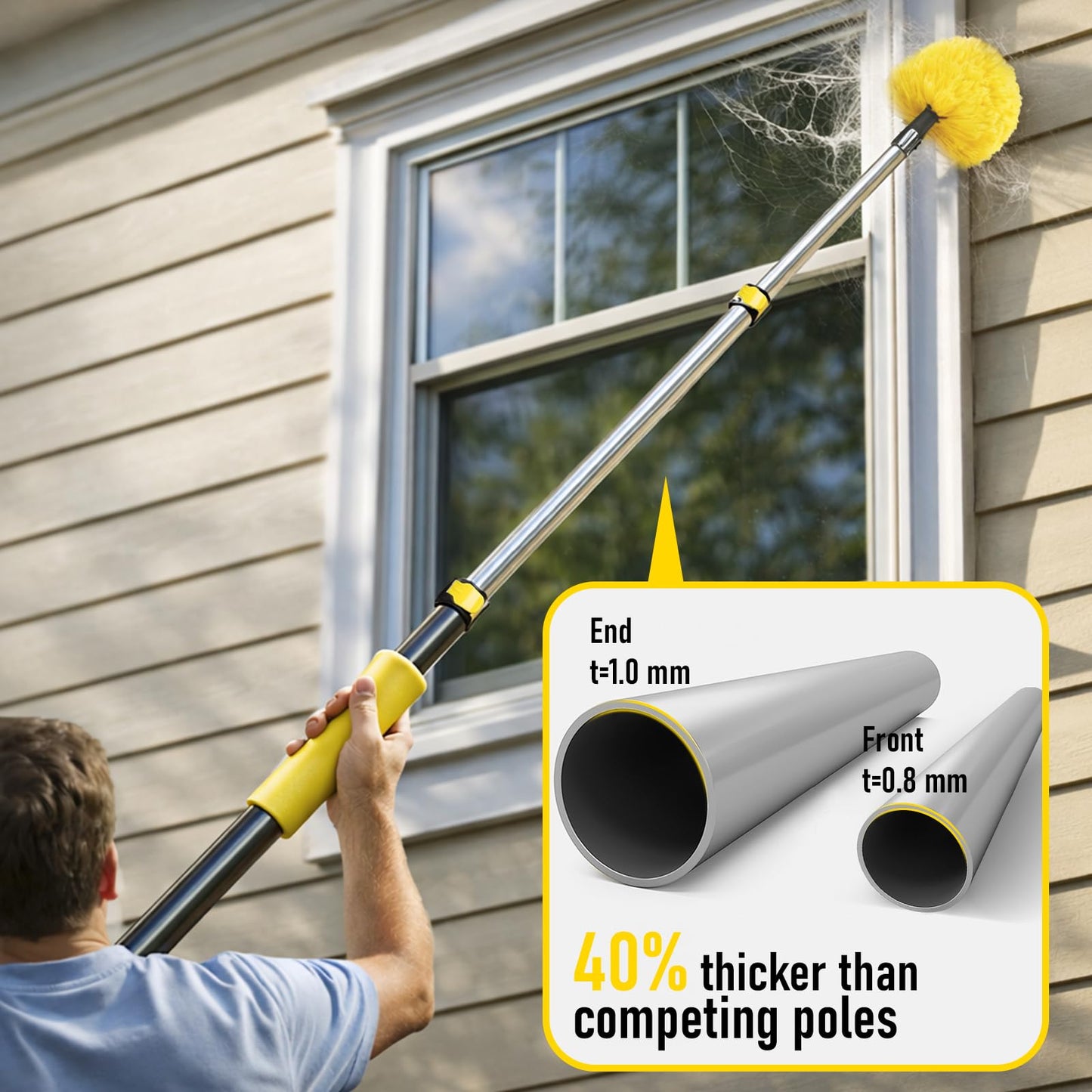 20 Foot High Ceiling Duster Kits with 5-12ft Heavy Duty Extension Pole, High Reach Duster for Cleaning,Microfiber Feather Duster,Cobweb Duster,Ceiling
