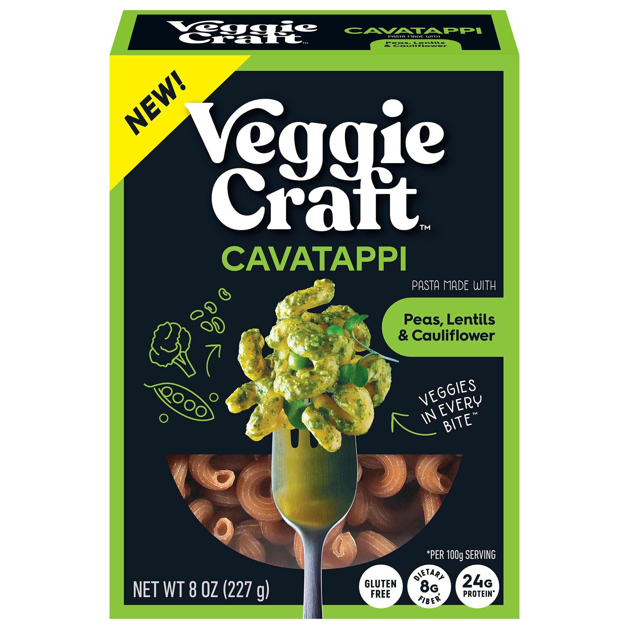 Veggiecraft Farms Cavatappi Pasta - Gluten Free Cavatappi, High Protein Plant Based Noodles with Pea, Lentil, and Cauliflower Flour, High Fiber