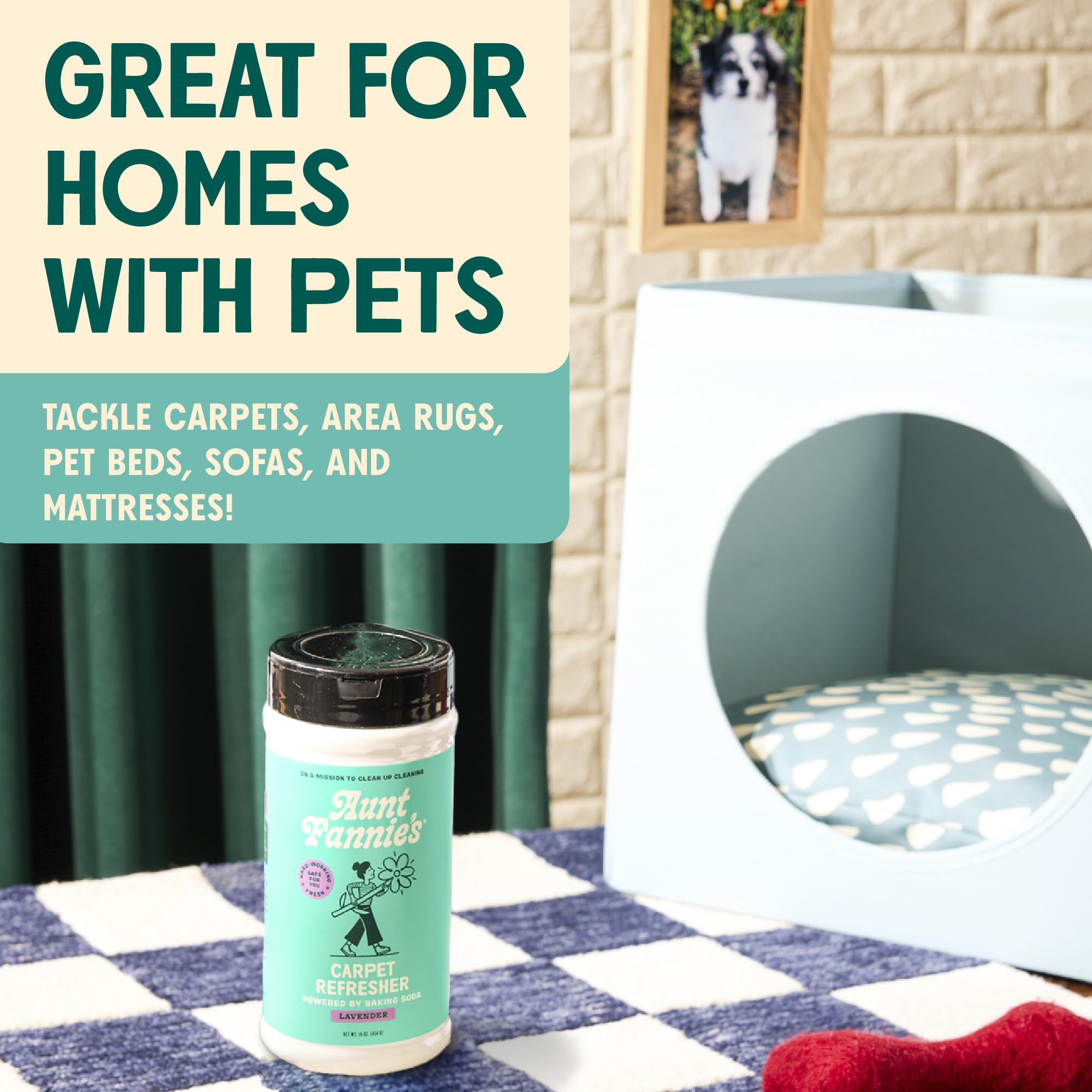 Aunt Fannie's Carpet Refresher & Deodorizer Powder, Multi-Purpose Carpet, Rug, and Upholstery Odor Eliminator for Homes with Cats and Dogs, Bright