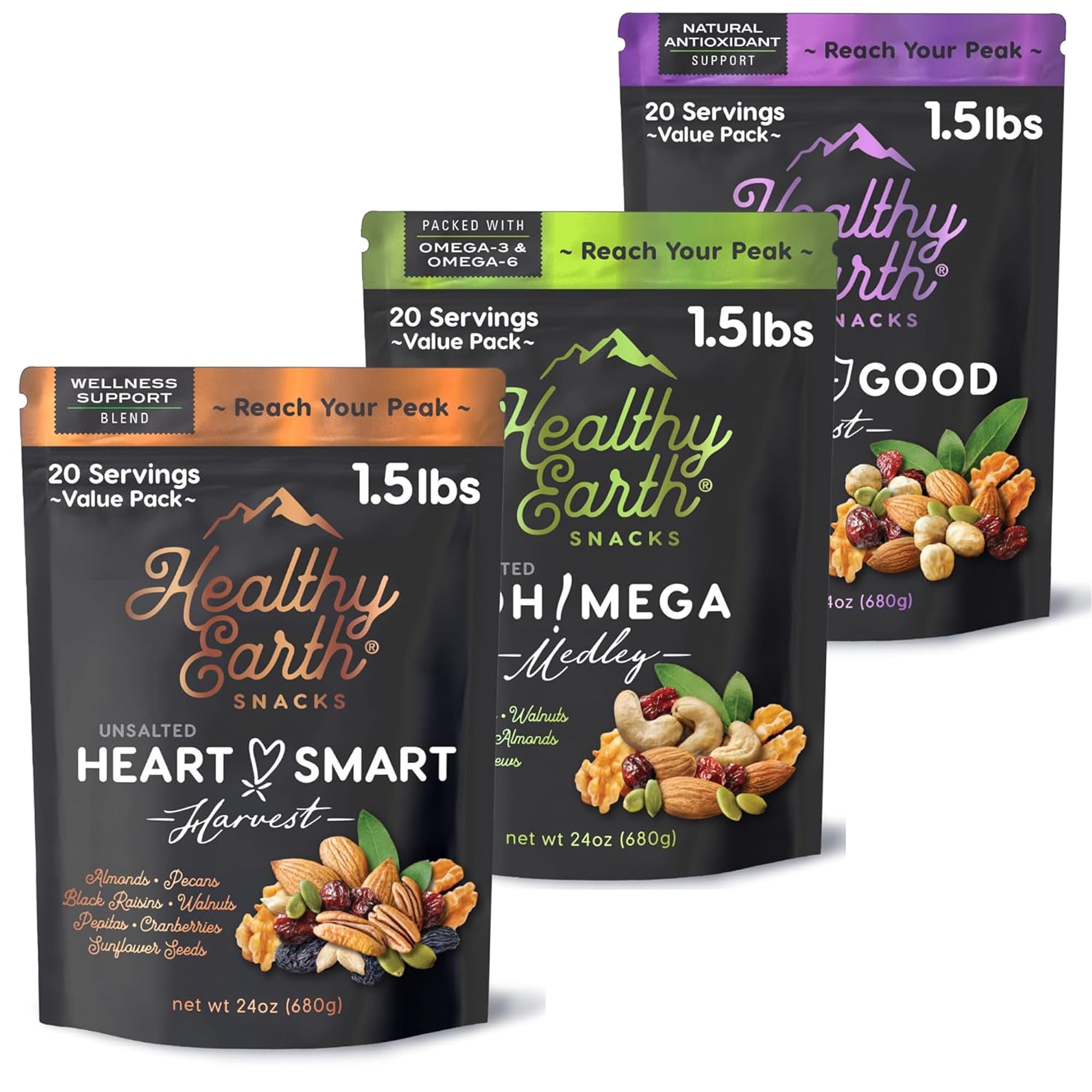 Mixed Nuts Unsalted | Trail Mix | Trail Mix without Peanuts | Gourmet Snacks, Protein Snacks, Gluten Free, No Preservatives, High Fiber (Three Pack