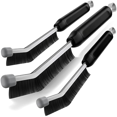 Masgarlan Crevice Cleaning Brush 3 Pack, Stainless Steel Bristle Support Rod, Rust-Resistant & Durable, Rounded Protective Head, Stiff Bristles