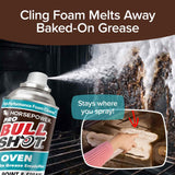 Bull Shot Oven Pro, AS SEEN ON TV, Cling Foam Melts Away Baked-On Grease, Char & Food In Minutes, Professional Strength, Shake, Point & Spray, Made in