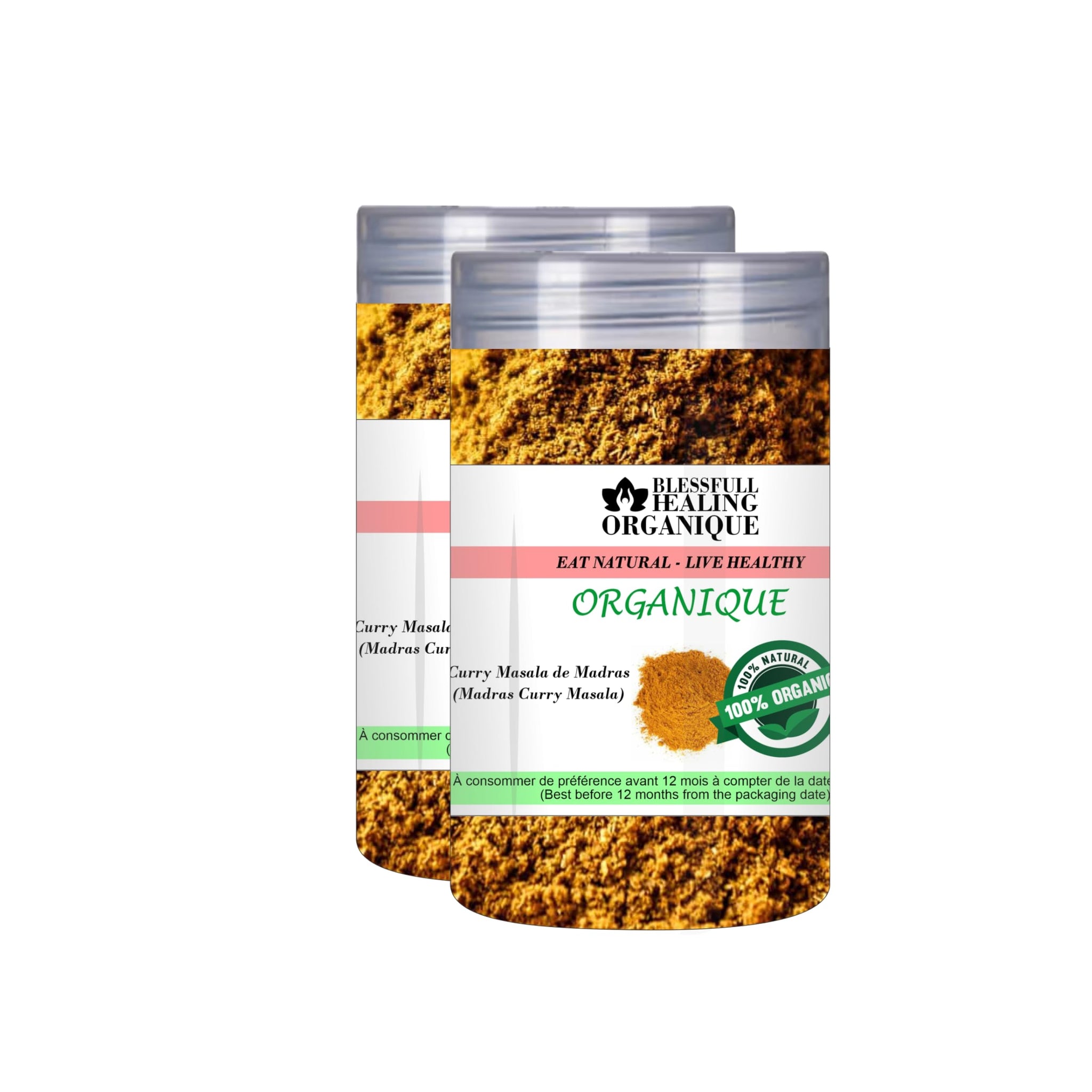 Blessfull Healing Organic Madras Curry 100 Gram (3.52 oz) Each (Pack Of 2) = 200 Grams, Vegan
