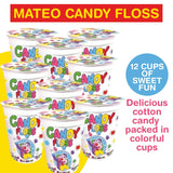 MATEO Candy Floss in a Cup- Fruity Cotton Candy in Sealed Cups for Easy Snacking- Colorful Candies Is Ideal for Parties, Gifting, Or Everyday Treats
