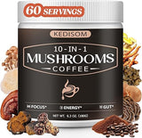 KEDISOM 10 in 1 Mushrooms Coffee, Instant Mushroom Coffee Powder with Lion's Mane, Cordyceps, Reishi, Shiitake, Turkey Tail, King Trumpet, for Focus