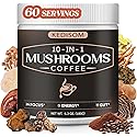 KEDISOM 10 in 1 Mushrooms Coffee, Instant Mushroom Coffee Powder with Lion's Mane, Cordyceps, Reishi, Shiitake, Turkey Tail, King Trumpet, for Focus