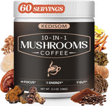 KEDISOM 10 in 1 Mushrooms Coffee, Instant Mushroom Coffee Powder with Lion's Mane, Cordyceps, Reishi, Shiitake, Turkey Tail, King Trumpet, for Focus