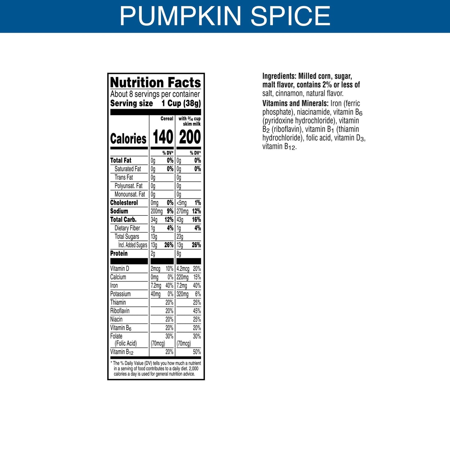 Kellogg's Frosted Flakes Cold Breakfast Cereal, 7 Vitamins and Minerals, Limited Edition, Pumpkin Spice, 10.6oz Box (1 Box)