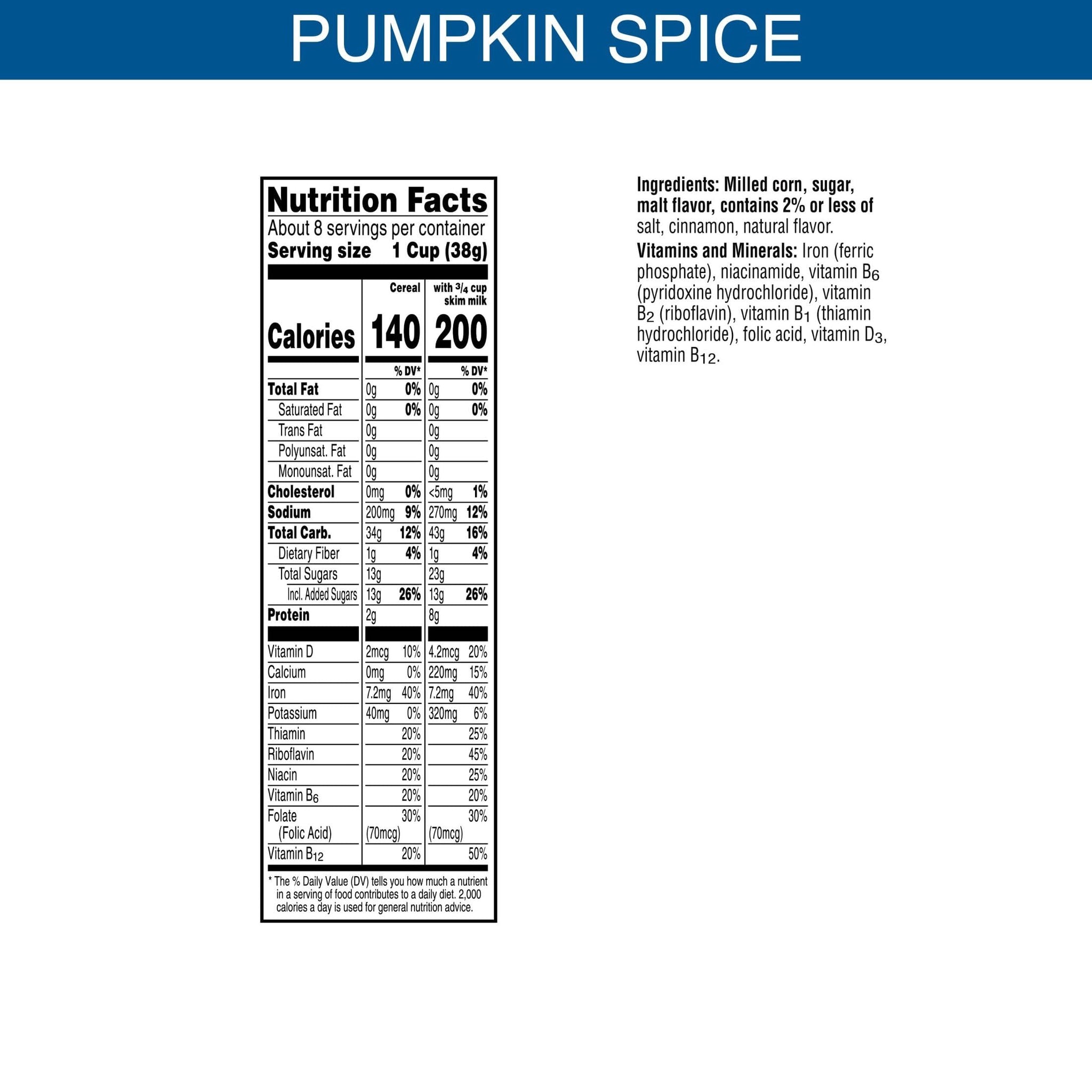 Kellogg's Frosted Flakes Cold Breakfast Cereal, 7 Vitamins and Minerals, Limited Edition, Pumpkin Spice, 10.6oz Box (1 Box)