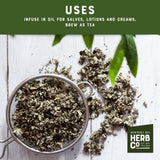 Organic Raspberry Leaf Cut & Sifted, by Herb Co, Rubus Idaeus, from Albania, Kosher, for Tea, Apple Cider Vinegar, Salves, Lotions, Creams, Toner