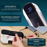 True & Tidy LED Turbo Fabric Shaver | Cordless Lint Remover with Digital Display & 3 Speeds - Perfect for Clothes, Couch & Furniture Defuzzing, White