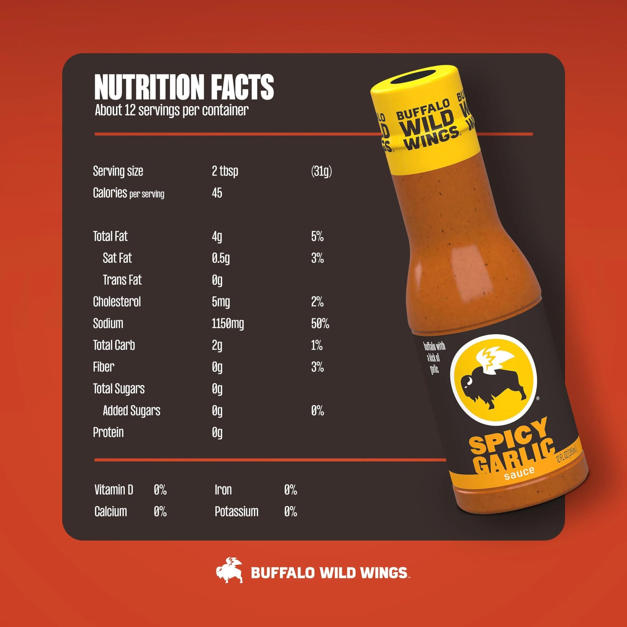 Buffalo Wild Wings Spicy Garlic Buffalo Sauce, 12 fl. oz.