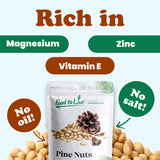 Food to Live Dry Roasted Pine Nuts, 8 Ounces- Naturally Tasty and Crunchy, Nutritious and Delicious, Perfect for Cooking, Baking and Snacking, Vegan