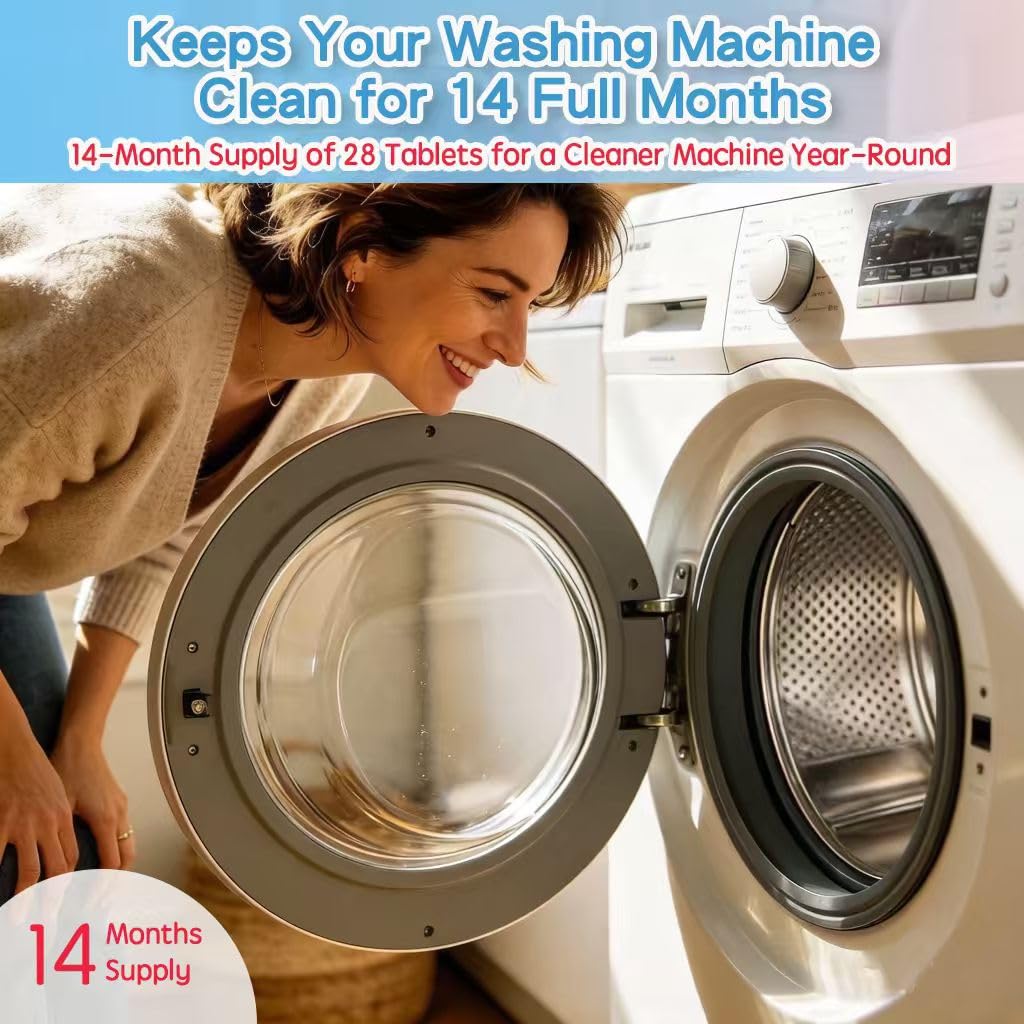 WesonYuh Washing Machine Cleaner Tablets, 28 Count - Deep Cleaning Descaler for Most Washer Types