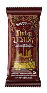 Davis Chocolate Dubai Destiny Artisanal Milk Chocolate with Pistachio & Puffed Quinoa, Gluten Free, Kosher, 6.35oz (Milk Chocolate)