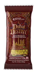 Davis Chocolate Dubai Destiny Artisanal Milk Chocolate with Pistachio & Puffed Quinoa, Gluten Free, Kosher, 6.35oz (Milk Chocolate)