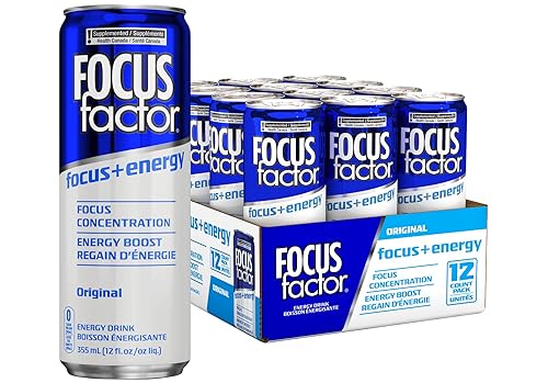 Focus Factor Energy Drink - 12 x 355ml Cans (Original Flavour) - with Focus + Energy - Lightly Carbonated, Sugar Free, Low Calorie with Vitamins B6
