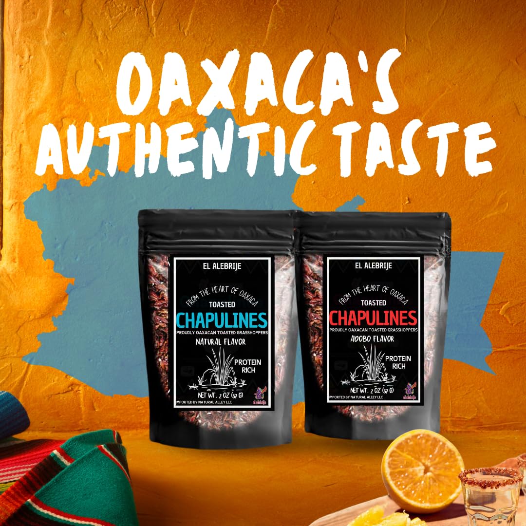 Alebrixes | Chapulines From Oaxaca 4oz (114g) | Premium Toasted Edible Grasshoppers - Always Fresh & Delicious Mexican Snack | Imported from Mexico