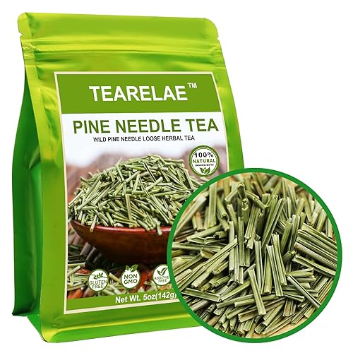 TEARELAE - Pine Needle Tea - 100% Pure Natural Dried Masson Pine Needles Herbal Tea Loose Leaf - CUT & SIFTED - Non-GMO - Caffeine-free - 5oz/142g