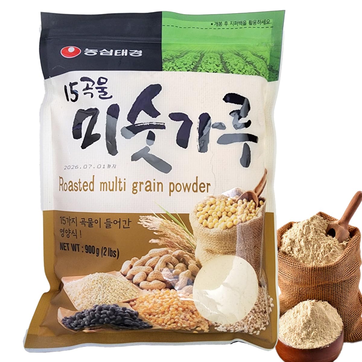 Korean 15 Mixed Grain Powder Roasted Grains Misugaru Good for Breakfast Drink 2 Pound