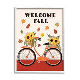 Stupell Industries Welcome Fall Saying Orange Harvest Bicycle Sunflower Basket