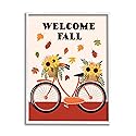 Stupell Industries Welcome Fall Saying Orange Harvest Bicycle Sunflower Basket