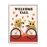 Stupell Industries Welcome Fall Saying Orange Harvest Bicycle Sunflower Basket