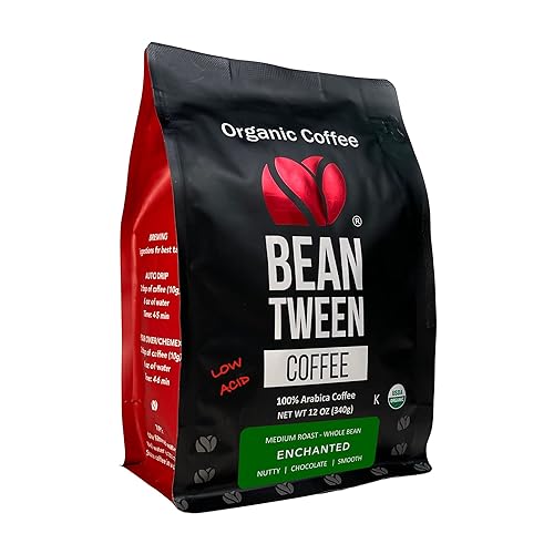 Beantween Coffee: Premium Organic MEDIUM ROAST Whole Bean (12oz) of 100% Arabica Coffee - Low Acid, MOLD-FREE, Certified Organic, Kosher, Single