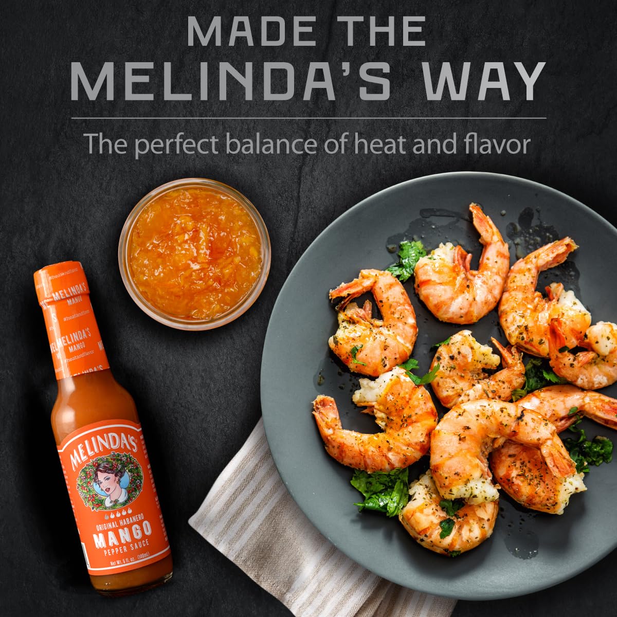 Melinda’s Mango Habanero Hot Sauce - Sweet & Mild Hot Sauce - Mango Habanero Sauce Made with Fresh Ingredients, Real Mango, Habanero Peppers, Vinegar