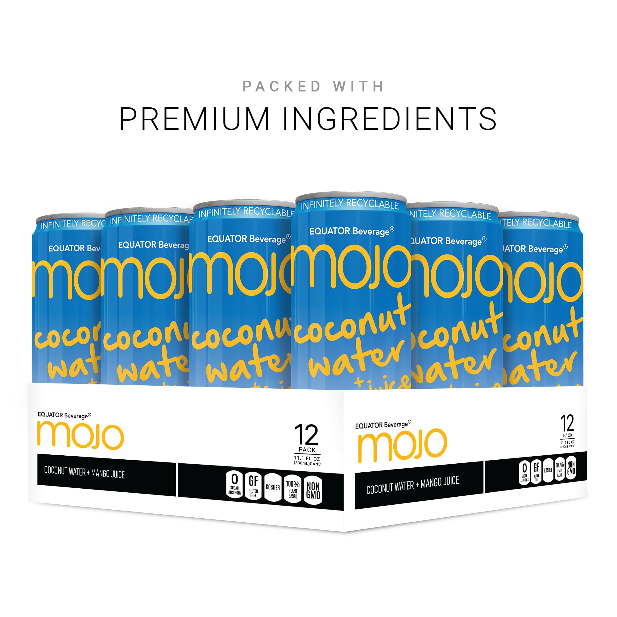 MOJO Coconut Water + Mango Juice | Hydration Drink & Sports Drink | Electrolytes Beverage | Vitamin B & C | Hydration Drink for Skin & Body | 11.1 Oz