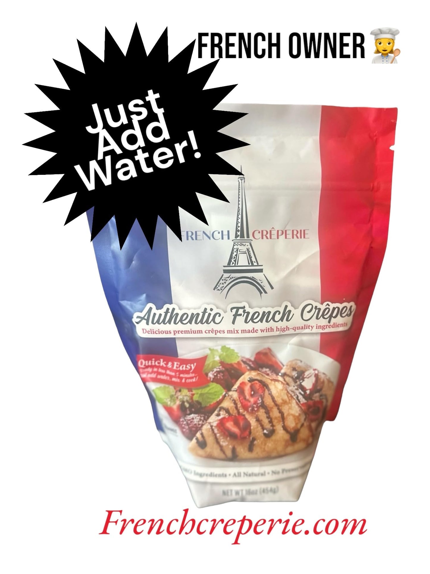 Gourmet Crêpe Mix By French Crêperie - Authentic Recipe by French Owner, Natacha - Quick & Easy - Perfect for Breakfast, Lunch, or Snack