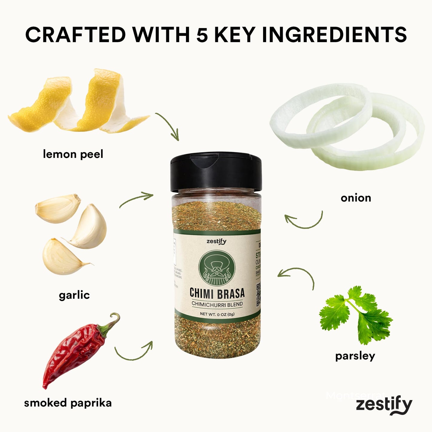 Zestify Chimi Brasa - Chimichurri Seasoning | Dry Rub, Marinade and Sauce Mix for Bread Dip & BBQ | Gourmet Argentine Herb Spice Blend (3 oz Shaker)
