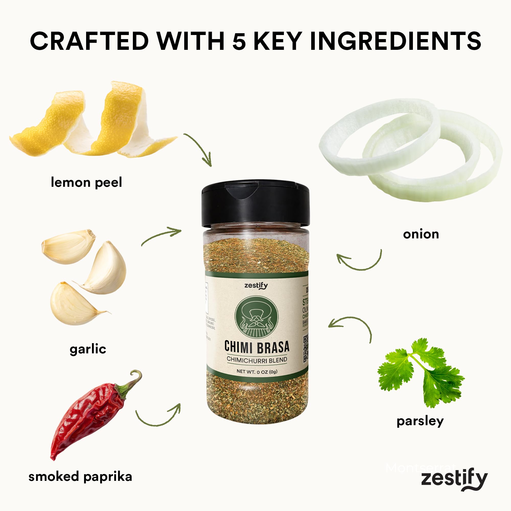 Zestify Chimi Brasa - Chimichurri Seasoning | Dry Rub, Marinade and Sauce Mix for Bread Dip & BBQ | Gourmet Argentine Herb Spice Blend (3 oz Shaker)