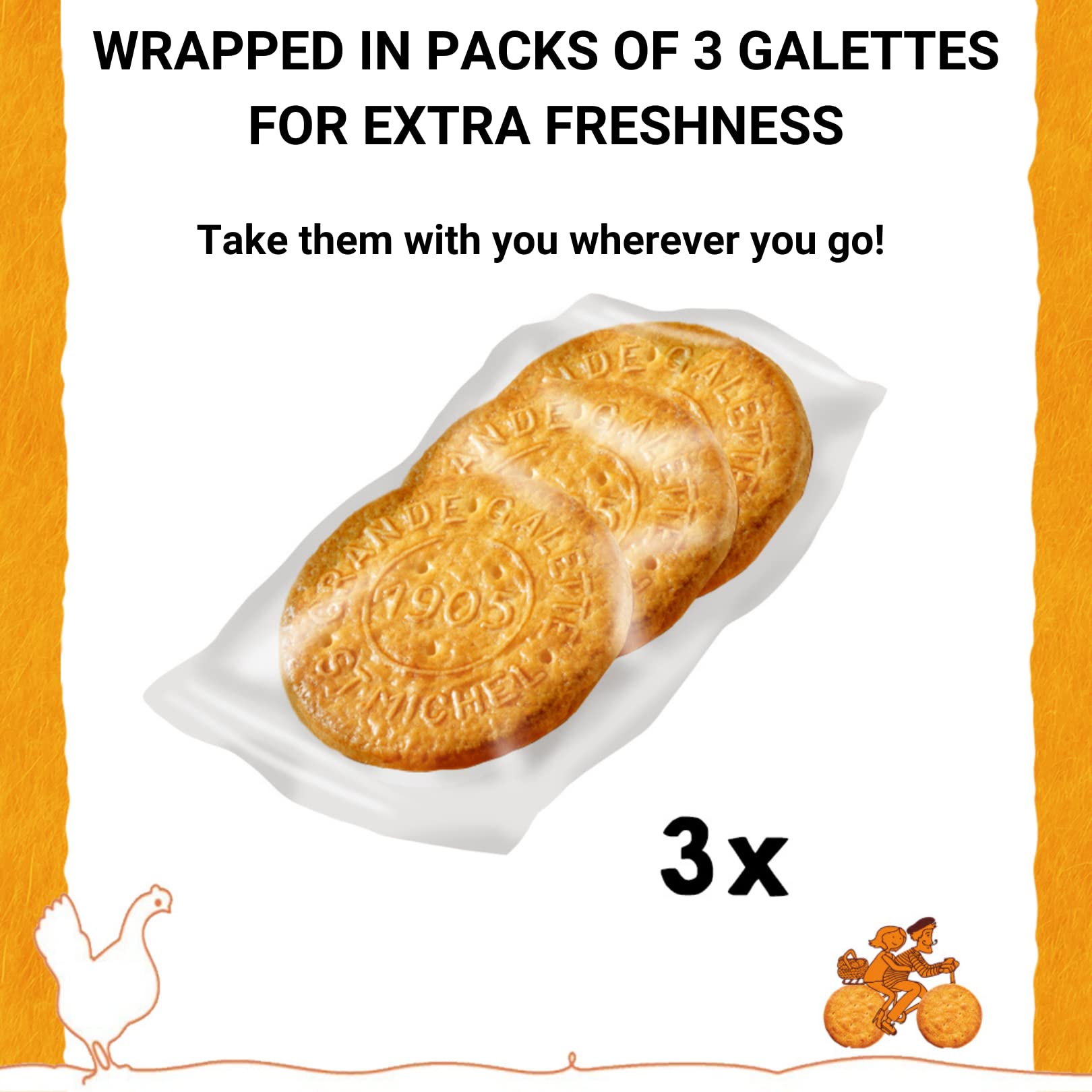 St Michel Caramel Grandes Galettes Butter Cookies Biscuits 5.29oz, Made In France, Pack of 4 Non-GMO total of 36 Butter Cookies