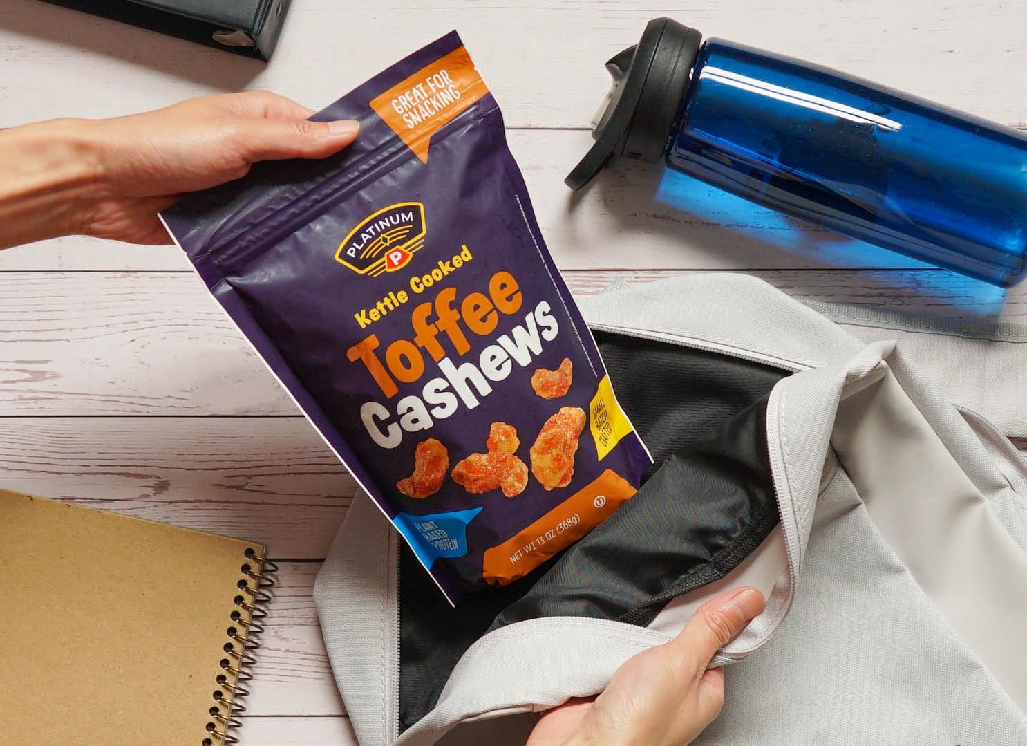 Platinum Toffee Cashews - Plant Based Protein, Fiber, Healthy Snack - Roasted & Sweet Flavors - Nutritional Boost - Can Bring at Home, Work, Office