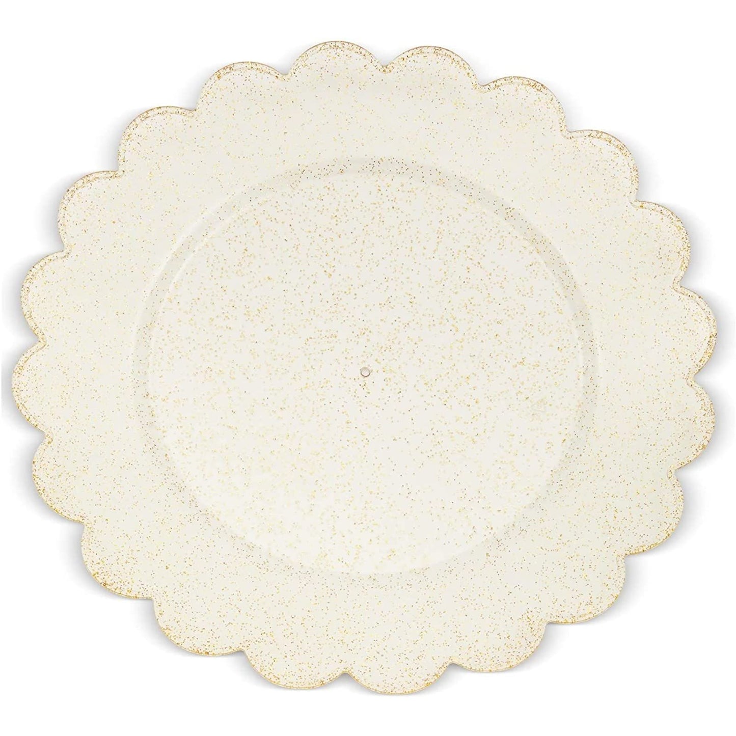 BLUE PANDA 50-Pack Gold Plastic Plates - Gold Glitter Plates with Scalloped Edges, Disposable for Birthdays, Weddings, Bridal Shower, 9 inches