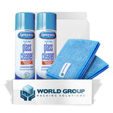 World Group Packing Solutions Glass Cleaner Foam, Foaming Action & Spray, 19oz - 2 Pack - Clean Fresh Scent - Bundled With 2 Microfiber Rags