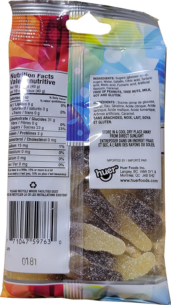 Huer Sour Cola Bottles Gummy Candy, 75g/2.6 oz