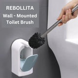 REBOLLITA Toilet Bowl Brush and Wall Mounted Holder, Premium Quality, with Stainless Steel Handle and Durable Bristles for Bathroom Deep Cleaning
