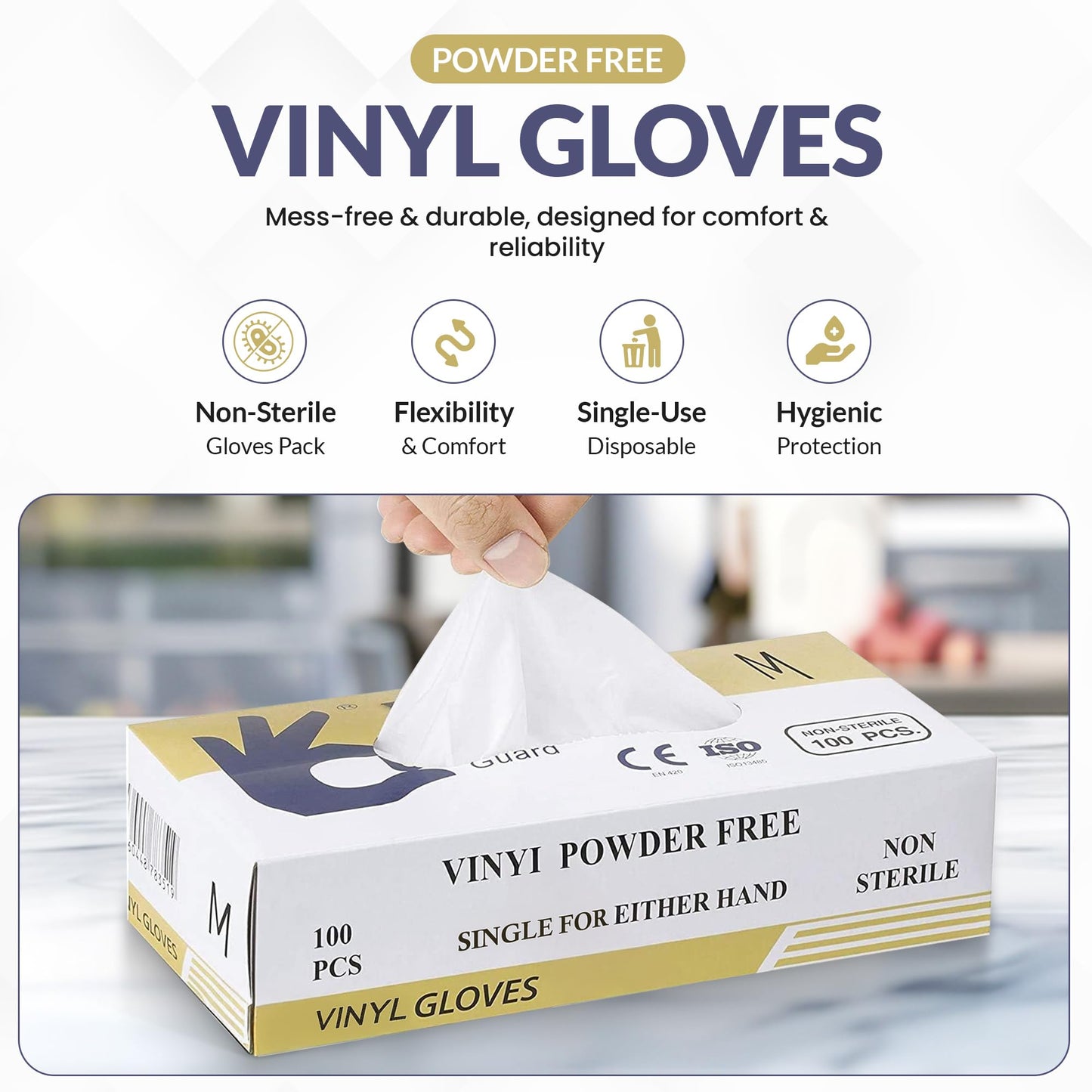 Concession Essentials Vinyl Gloves, Powder-Free, Non-Sterile, XL, 100 Count