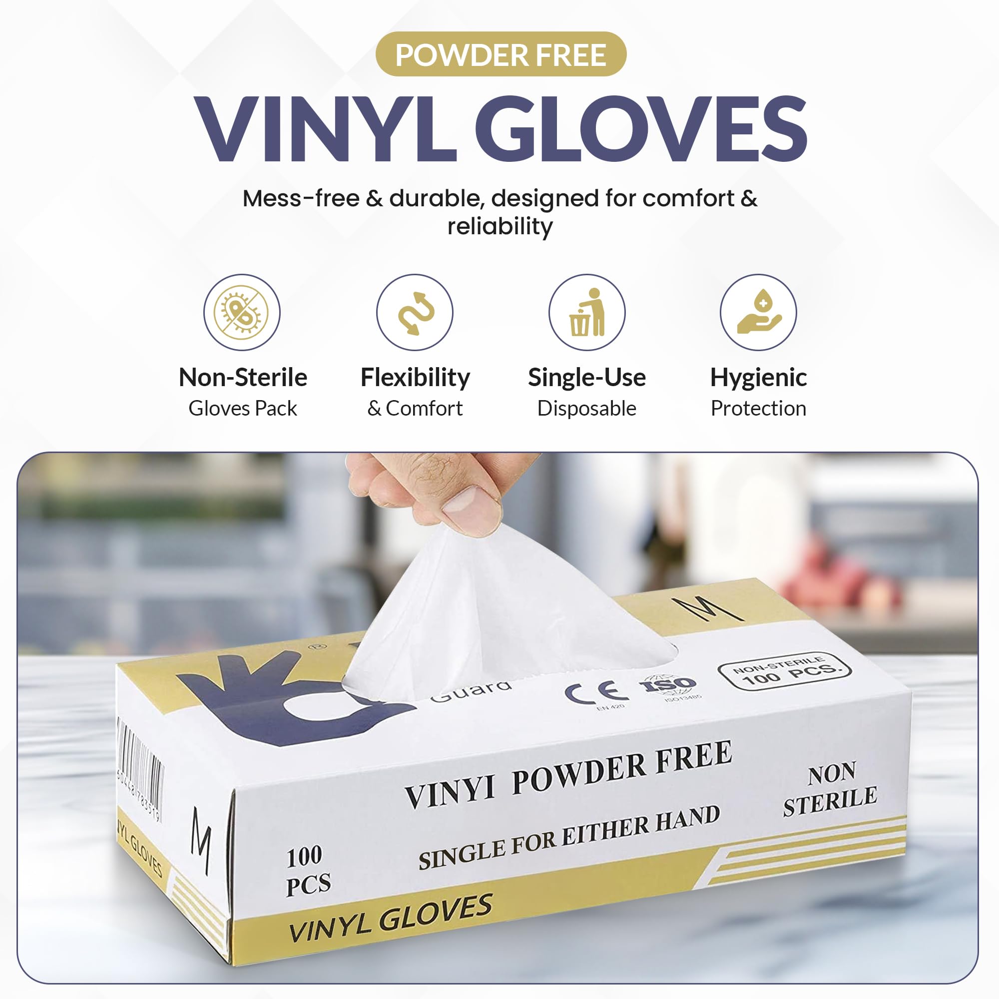 Concession Essentials Vinyl Gloves, Powder-Free, Non-Sterile, XL, 100 Count