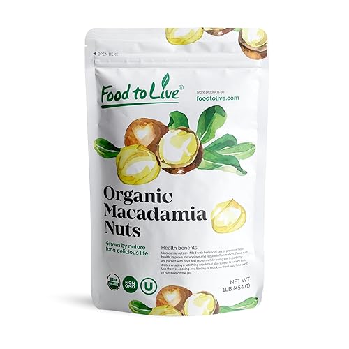Food to Live Organic Macadamia Nut Halves & Pieces, 1 Pound - Non-GMO, Raw, Shelled, Unsalted, Kosher, Vegan, Bulk. Keto Snack. Good Source of Healthy