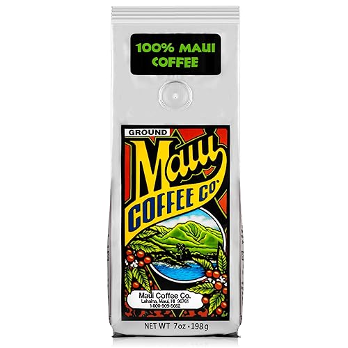 Maui Coffee Company 100% Maui Coffee, Ground, Maui Grown, Dark Roasted in Hawaii, 7 oz. Bag