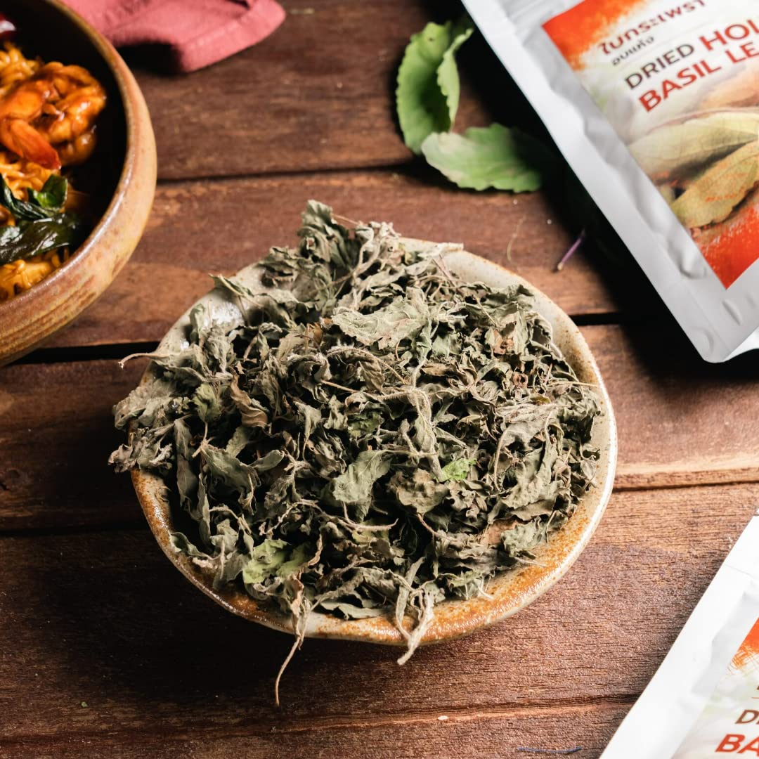 NESAR FOOD Premium Thai Holy Basil Leaves, Dried, Essential Thai Herbs and Spices ingredient in Asian cooking, Natural and Aromatic 20 G (0.71 oz Pack
