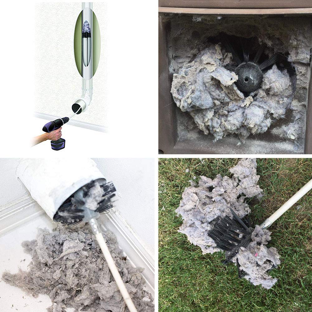 Dryer Duct/Vent Cleaning Kit, Lint Remover, Synthetic Brush Head, Use with or Without a Power Drill (26feet+2 Head)