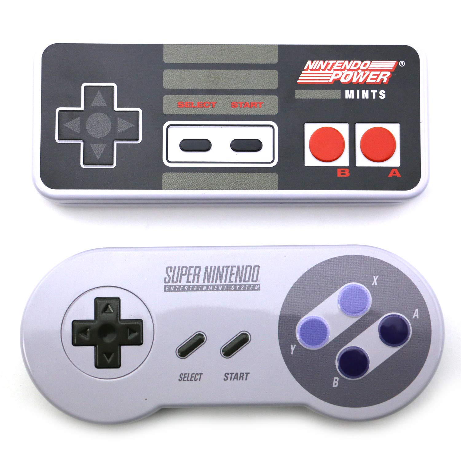 SNES, NES Nintnendo Controller Tin Candy and Mints (2 Pack) Wild Berry and Peppermint Flavor Gift Stuffer with 2 GosuToys Stickers