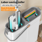 CTIME Flat Mop and Bucket Set with Wringer?Wet and Dry Use?Hands-Free Flat Mops for Floor Cleaning and Window Wall Cleaner with 2 Microfiber Pads.