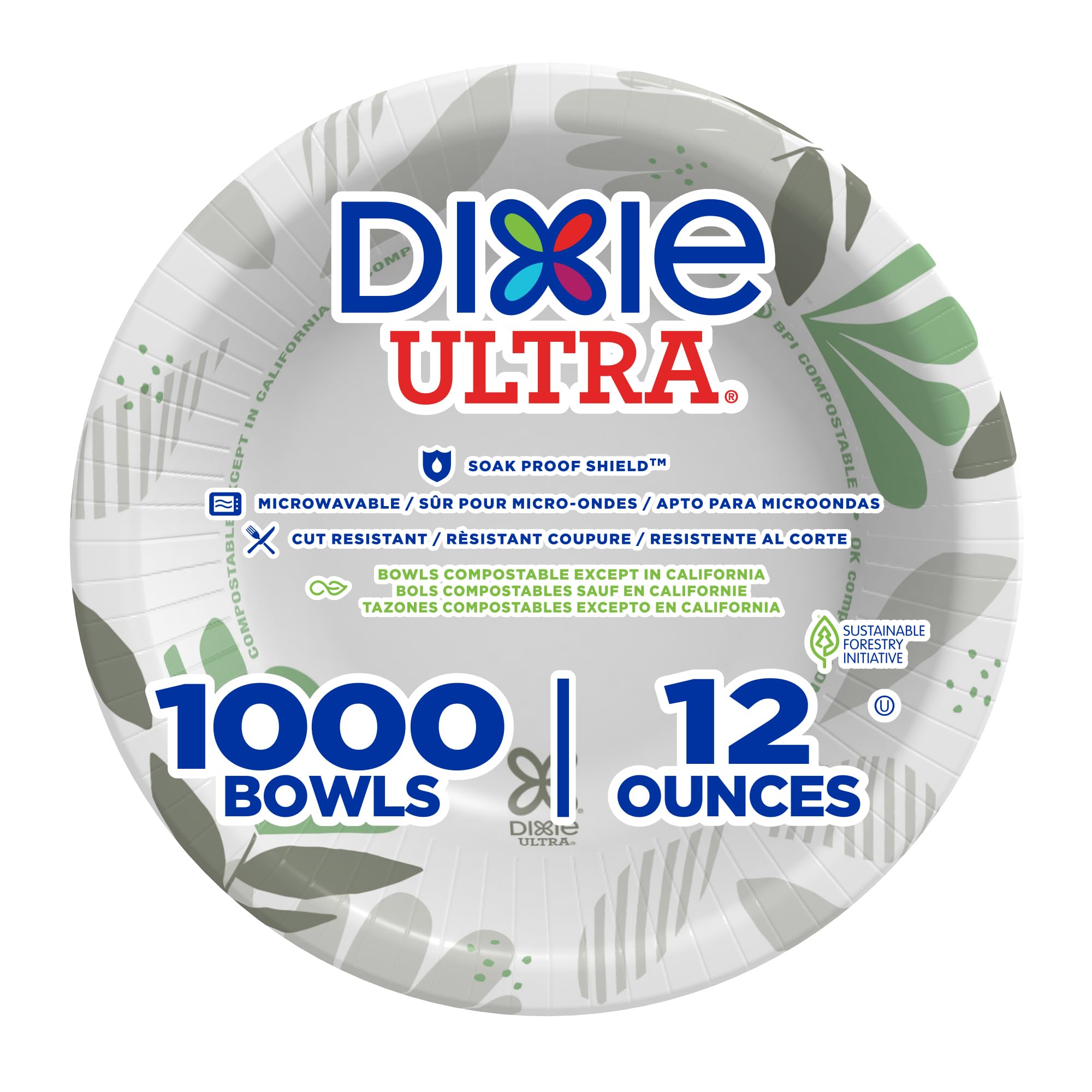 Georgia-Pacific Dixie Ultra Heavy-Weight 12 oz. Paper Bowl by GP PRO (Georgia-Pacific), Pathways, SX12PATH, 1,000 Count (125 Bowls Per Pack, 8 Packs