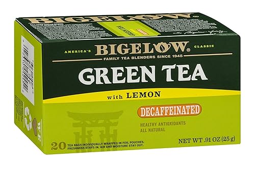 Bigelow Tea Decaffeinated Tea - Green Tea with Lemon - Case of 6 - 20 BAG